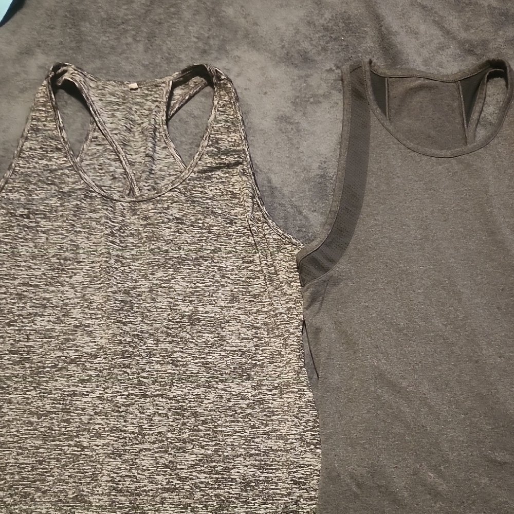 Women's Gray and Black Workout Tank Tops. Size Small